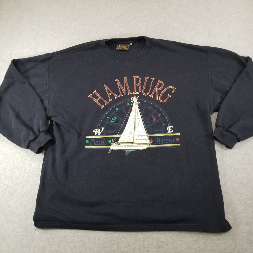 Hamburg Mariner Sweater Mens Extra Large‎ Black Besco Classic Nautical 90s VTG